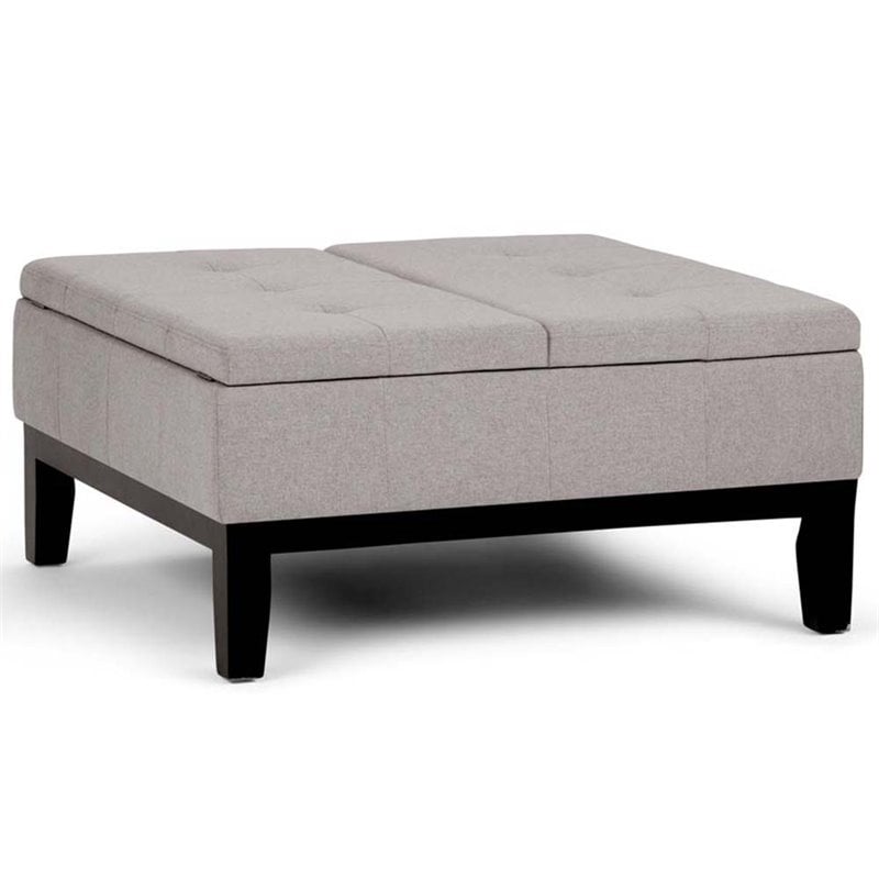 Simpli Home Dover Coffee Table Ottoman in Cloud Gray