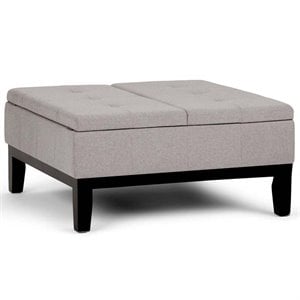 Simpli Home Dover Coffee Table Ottoman in Cloud Gray