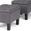 Simpli Home Dover 3 Pc Faux Leather Storage Bench in Stone Gray