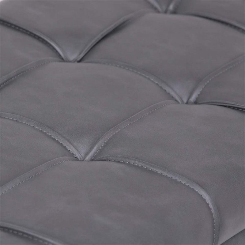 Simpli Home Dover 3 Pc Faux Leather Storage Bench in Stone Gray