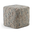 Simpli Home Zoey 18 inch Wide Boho Cube Pouf in Multi-Color Wool and Cotton
