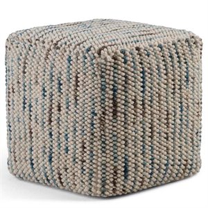 simpli home zoey boho cube woven pouf in multi color cotton and wool