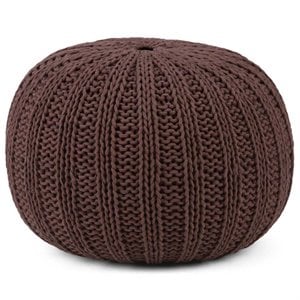 simpli home shelby hand knit round pouf