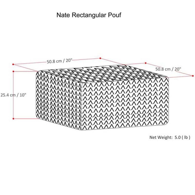 Nate Boho Square Pouf in Patterned Denim Blue Melange Cotton