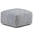 Nate Boho Square Pouf in Patterned Denim Blue Melange Cotton