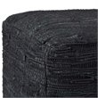 Simpli Home Fredrik Boho Square Pouf in Black Woven Genuine Leather