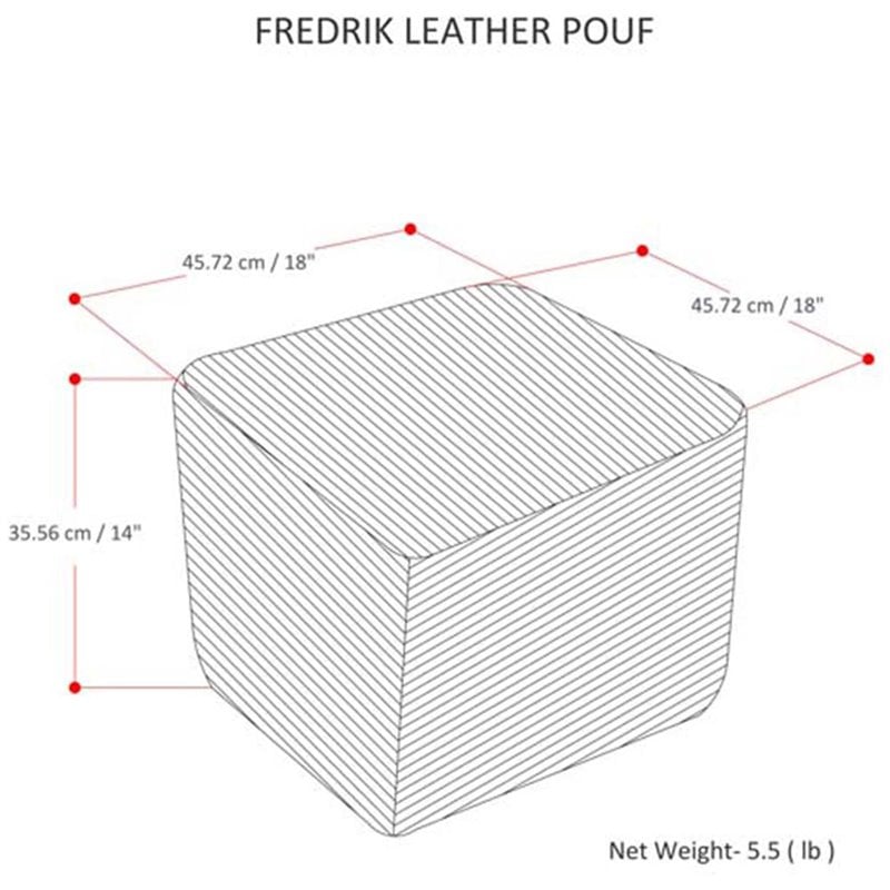 Simpli Home Fredrik Boho Square Pouf in Black Woven Genuine Leather