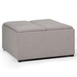 Simpli Home Avalon Square Ottoman in Cloud Gray
