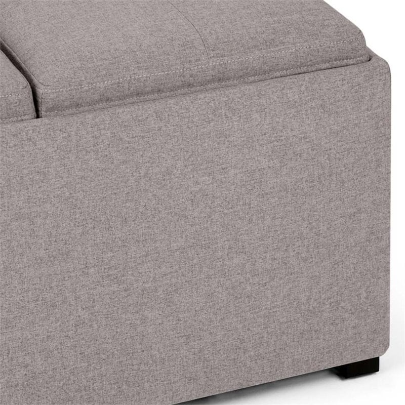 Simpli Home Avalon Square Ottoman in Cloud Gray
