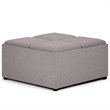 Simpli Home Avalon Square Ottoman in Cloud Gray