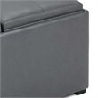 Simpli Home Avalon Square Faux Leather Ottoman in Stone Gray