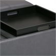 Simpli Home Avalon Square Faux Leather Ottoman in Stone Gray