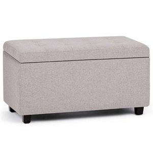 Cosmopolitan 34 in. W Rectangle Storage Ottoman in Cloud Gray Linen Look Fabric