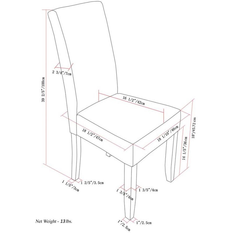 Simpli Home Acadian Transitional Parson Dining Chair (Set of 2) in Cloud Gray Linen Look Fabric