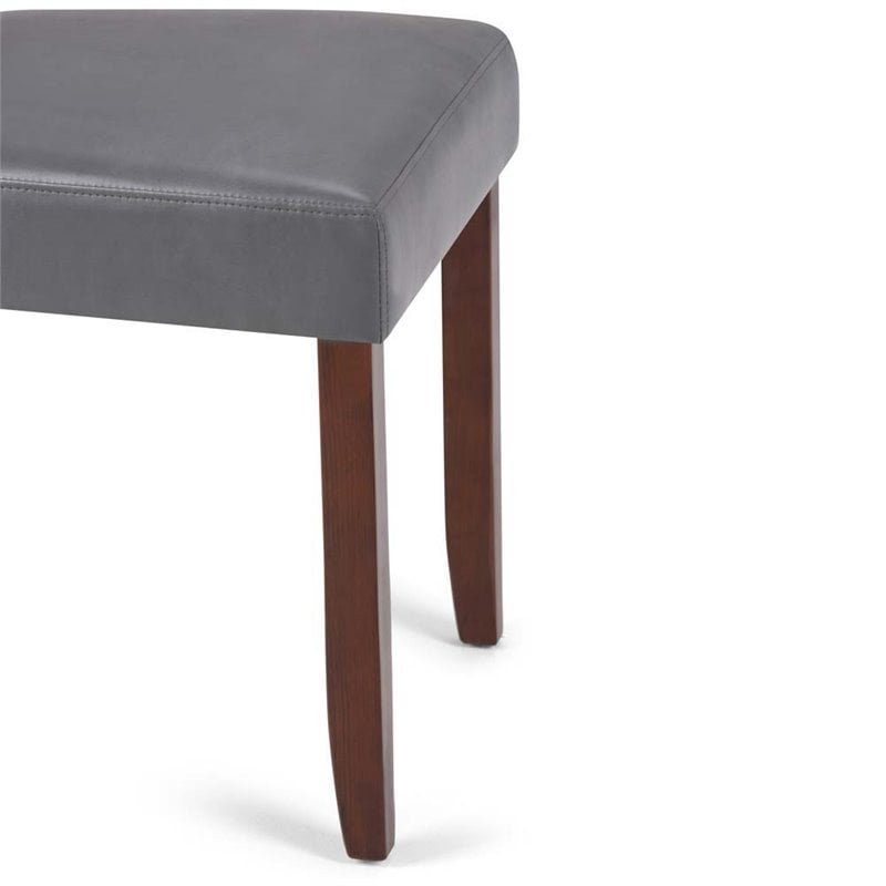 Simpli Home Acadian Transitional Parson Dining Chair (Set of 2) in Stone Gray Faux Leather