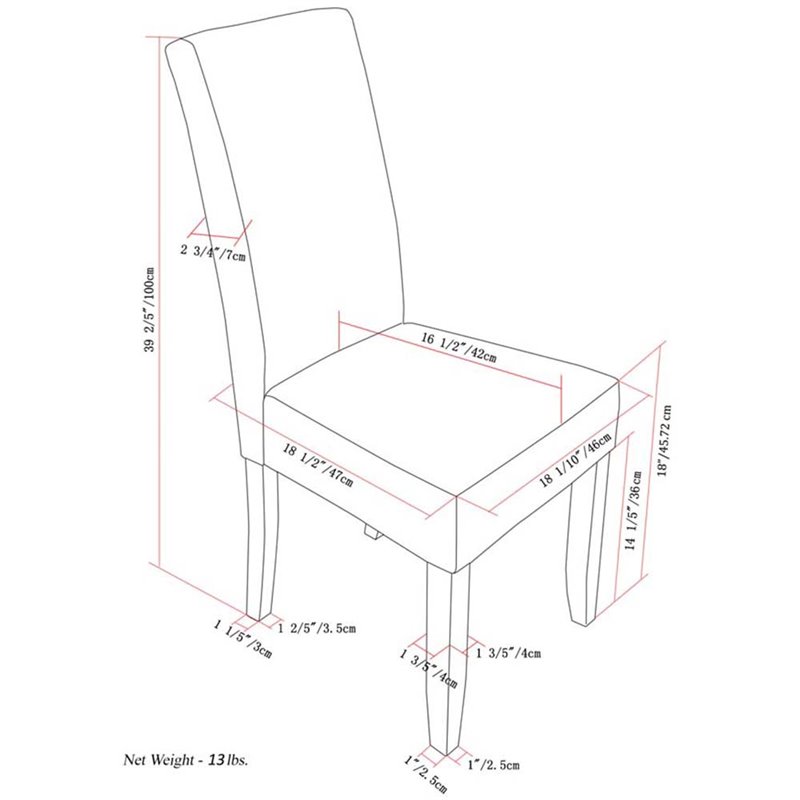 Simpli Home Acadian Transitional Parson Dining Chair (Set of 2) in Stone Gray Faux Leather