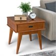 Draper 22 inch Wide SOLID HARDWOOD Rectangle Mid Century End Table in Teak Brown