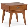 Draper 22 inch Wide SOLID HARDWOOD Rectangle Mid Century End Table in Teak Brown