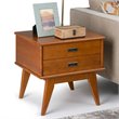 Draper 22 inch Wide SOLID HARDWOOD Rectangle Modern End Side Table in Teak Brown