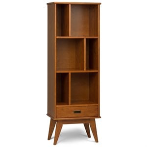 Draper Solid Hardood 64x 22 &quotModern Wood Bookcase and Storage Unit in Teak Brown