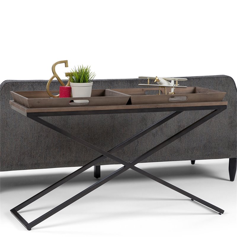 Simpli Home Damien Console Table in Distressed Natural Elm