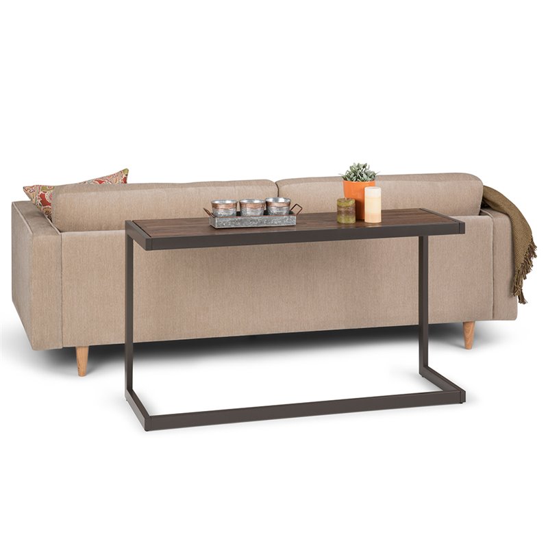 Erina 52"W ACACIA WOOD and Metal Console Sofa Table in Rustic Natural