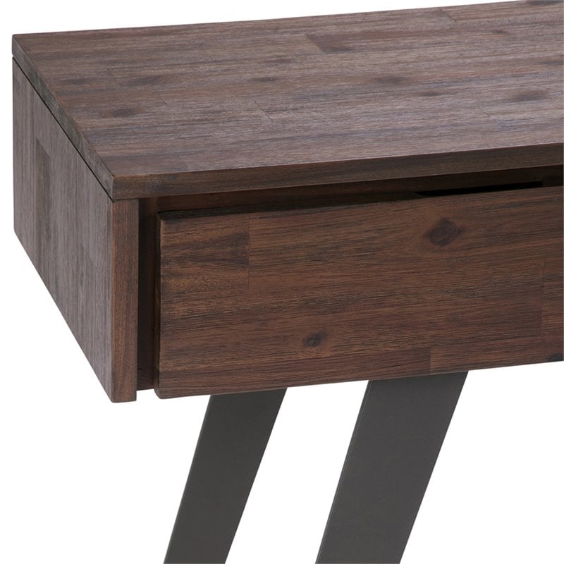Simpli Home Lowry Console Table in Distressed Charcoal Brown