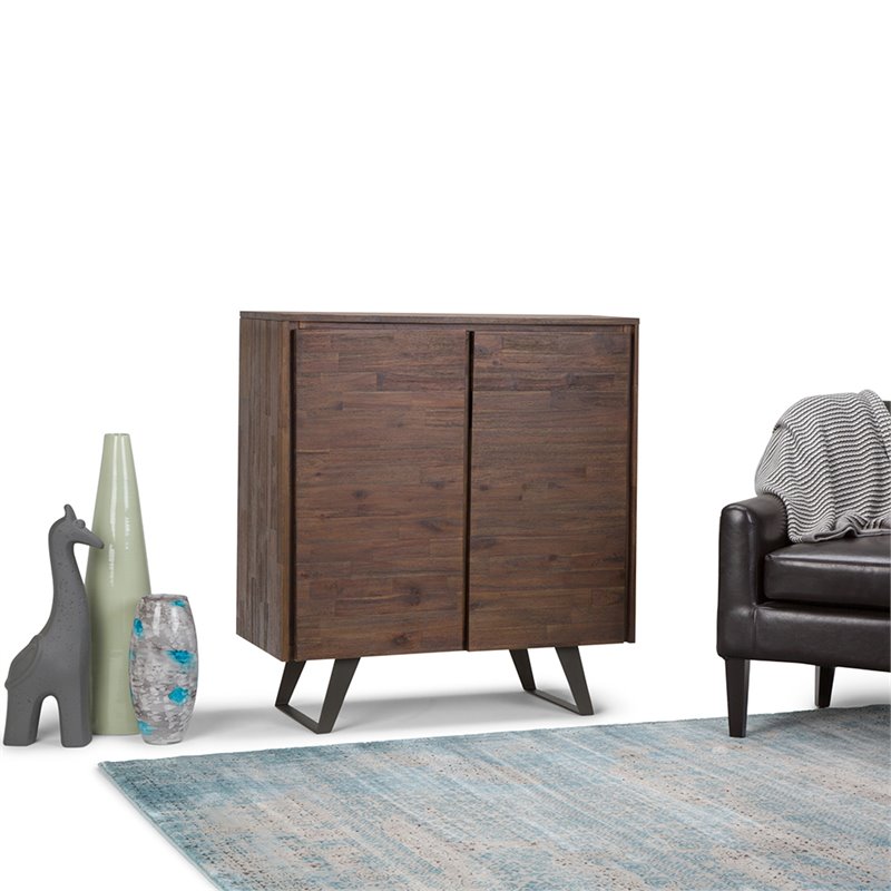 Simpli Home Lowry Medium Storage Cabinet in Charcoal Brown