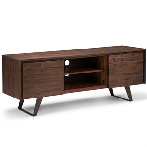Simpli Home Lowry 63&quot TV Stand in Distressed Charcoal Brown