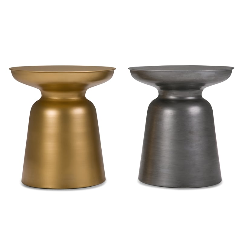 Toby 17 inch Wide Modern Industrial Metal Accent Table in Gold Iron & Assembled