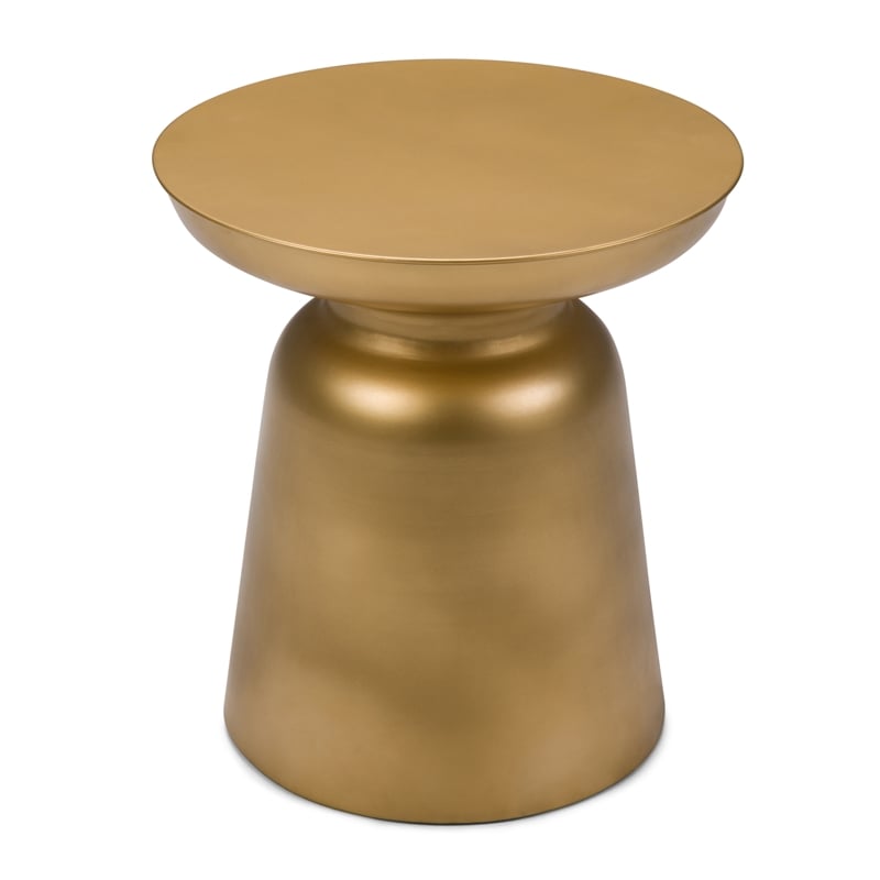 Toby 17 inch Wide Modern Industrial Metal Accent Table in Gold Iron & Assembled