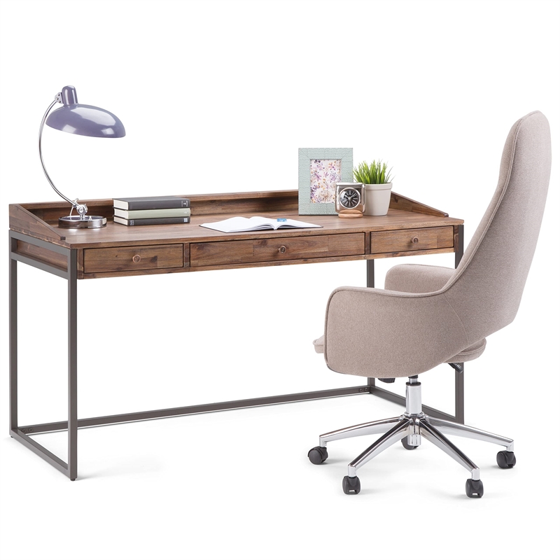 Simpli Home Ralston Computer Desk in Rustic Natural Aged Brown