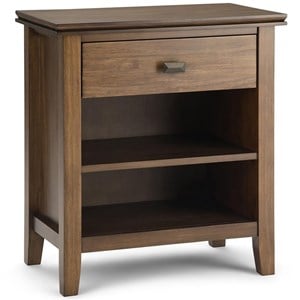 Artisan Wood 24&quot Transitional Bedside Nightstand Table in Rustic Natural Brown