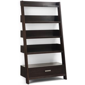simpli home deanna 5 shelf ladder bookcase in dark chestnut brown