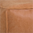 Simpli Home Brody Boho Square Pouf in Distressed Brown Faux Leather
