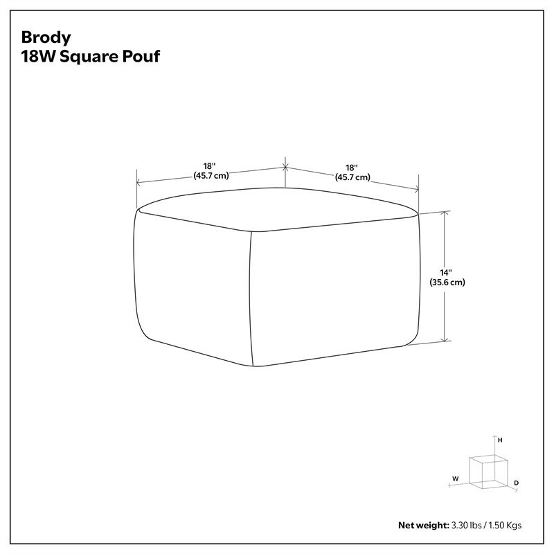 Simpli Home Brody Boho Square Pouf in Distressed Brown Faux Leather