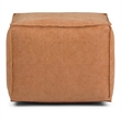 Simpli Home Brody Boho Square Pouf in Distressed Brown Faux Leather