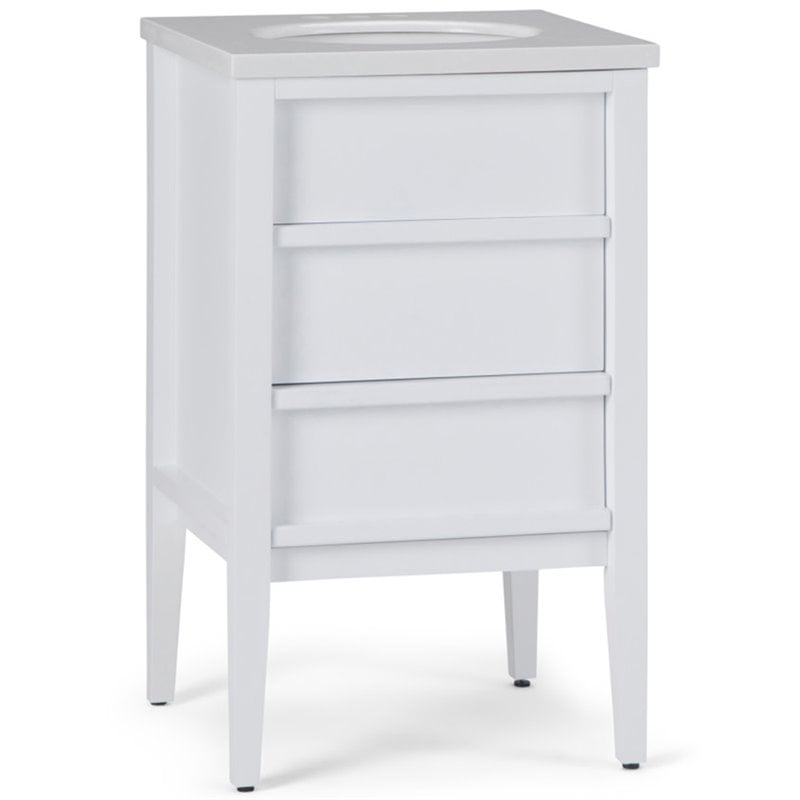 Simpli Home Russo 21 Marble Top Bathroom Vanity In White