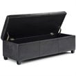 Simpli Home Avalon Faux Leather Storage Ottoman Bench in Black