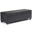 Simpli Home Avalon Faux Leather Storage Ottoman Bench in Black