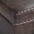 Simpli Home Avalon Faux Leather Storage Ottoman Bench in Brown