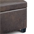Simpli Home Avalon Faux Leather Storage Ottoman Bench in Brown
