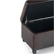 Simpli Home Avalon Faux Leather Storage Ottoman Bench in Brown