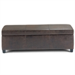 Simpli Home Avalon Faux Leather Storage Ottoman Bench in Brown