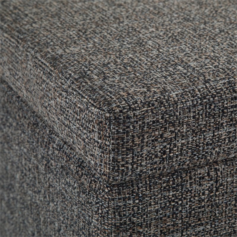Simpli Home Avalon Upholstered Storage Ottoman Bench in Dark Gray