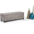 Simpli Home Avalon Faux Leather Storage Ottoman Bench in Distressed Gray Taupe