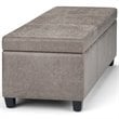 Simpli Home Avalon Faux Leather Storage Ottoman Bench in Distressed Gray Taupe