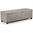 Simpli Home Avalon Faux Leather Storage Ottoman Bench in Distressed Gray Taupe