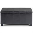 Simpli Home Dover Faux Leather Storage Ottoman Bench in Black
