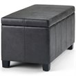 Simpli Home Dover Faux Leather Storage Ottoman Bench in Black